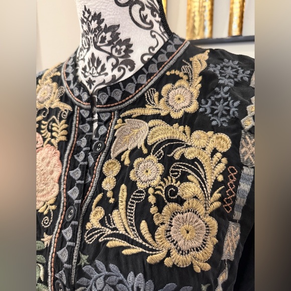 Johnny Was Silk Black Embroidery Tunic - Picture 5 of 11